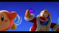 King Dedede and a Waddle Dee avoiding a falling Jamba Heart piece