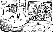 Artwork for the winners announcement of the screenshot category of the "Kirby: Planet Robobot Drawing and Screenshot Challenge"
