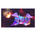 Credits image of Galacta Knight moments away from being absorbed in Kirby Star Allies