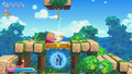 Kirby cuts a rope platform to get a Point Star.