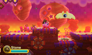 Pacto misreads Kirby's movements and lunges at nothing.