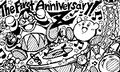 Artwork commemorating the first anniversary of Kirby Fighters Deluxe and Dedede's Drum Dash Deluxe (Japanese version)