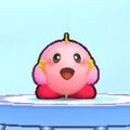 Kirby wearing the Mine Dress-Up Mask in Kirby's Return to Dream Land Deluxe
