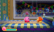 Kirby makes use of the Truth Mirror to find out how many enemies really lay ahead.