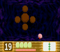 Miracle Matter uses its Stone form against Kirby.
