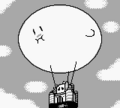 Kirby turning into a giant blimp to carry Castle Dedede in the ending of Kirby's Dream Land