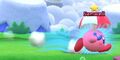 Kirby under the effect of Dash Shoes in Kirby Fighters 2