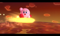Kirby rides a Warp Star into the sunset in the opening cutscene for Kirby: Triple Deluxe