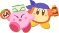 In-game artwork of Kirby and Bandana Waddle Dee