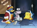 King Dedede and Escargoon are forced to mop up the castle by the new guards.