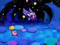 Galacta Knight fighting Kirby in The True Arena from Kirby Super Star Ultra