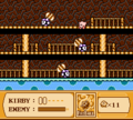 Kirby falls through thin floors in Kirby's Adventure.