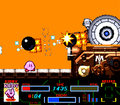 Kirby "narrowly" avoids the cannon's fire.