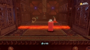 Kirby is met with a choice of Mouthful Modes. One of them will fit through that gap.