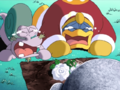 King Dedede and Escargoon weep before Kirby's grave.