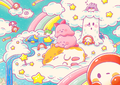 "A Dream Above the Clouds" Celebration Picture from Kirby Star Allies has a Star Rod cameo to the left of Rick