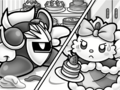 Meta Knight confronts the princess in her favorite cake store