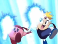Fighter Kirby performing Rising Break with Knuckle Joe