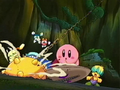 Kirby is attacked by the flail-wielding rider.