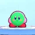Kirby wearing the Green Kirby Dress-Up Mask in Kirby's Return to Dream Land Deluxe