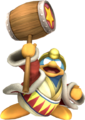 An unused King Dedede trophy with unfinished eye textures