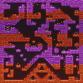 TUBE9 - A purple and orange-colored striped cave level.