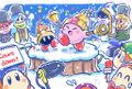 New Year's Eve 2018 illustration from the Kirby JP Twitter, featuring the Three Mage-Sisters