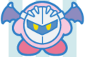 Kirby dressed as Meta Knight (blue outline)