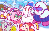 Building a snowman, where Kirby takes off Chilly's eyebrow to use for his snowman