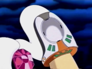 Knuckle Joe inserts a gem into the device.
