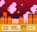 Kirby defends himself from the enemies in the last area of the stage.