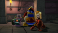 Dedede bosses Lobzilla around while Escargoon lures in Kirby.