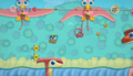 Kirby and Prince Fluff in Dino Jungle avoiding Buttonbees
