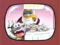 King Dedede hands out a five-star rating for Sir Ebrum and Lady Like's cooking.