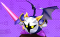 Meta Knight wearing the Galacta Knight Mask in Kirby Battle Royale