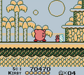 Kirby near a Coner in Kirby's Dream Land