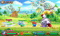 Screenshot of the battle with Kibble Blade in Team Kirby Clash Deluxe