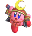 Official render of Kirby in the Samurai Helmet from Kirby Fighters 2