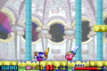 Sword Kirby battling Meta Knight in Kirby: Nightmare in Dream Land
