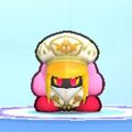 Kirby wearing the Retaliator Zan Partizanne Dress-Up Mask in Kirby's Return to Dream Land Deluxe