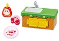 "Sink" miniature set from the "Kirby Kitchen" merchandise line, featuring a Waddle Dee-themed dish soap bottle and plate