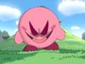 A close-up shot of Devil Kirby