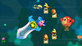 Pre-release screenshot of Kirby using Ultra Sword in Kirby's Return to Dream Land