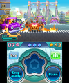 Kirby uses the suit to smash some cars driven by Waddle Dees in Resolution Road - Stage 1