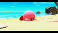 Kirby washing ashore at the very beginning of the stage