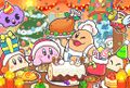 Christmas Eve 2019 illustration from the Kirby JP Twitter featuring a Ringle decoration on the wreath