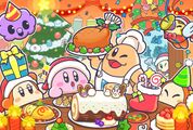 Christmas Eve 2019 illustration from the Kirby JP Twitter featuring a Yuki cake topper