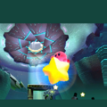 Credits picture from Kirby: Planet Robobot, featuring Kirby flying towards the Access Ark on a Warp Star