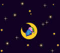 Kirby sleeping on the Moon after ending the game.