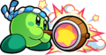 Artwork of a green Kirby with the Hammer ability